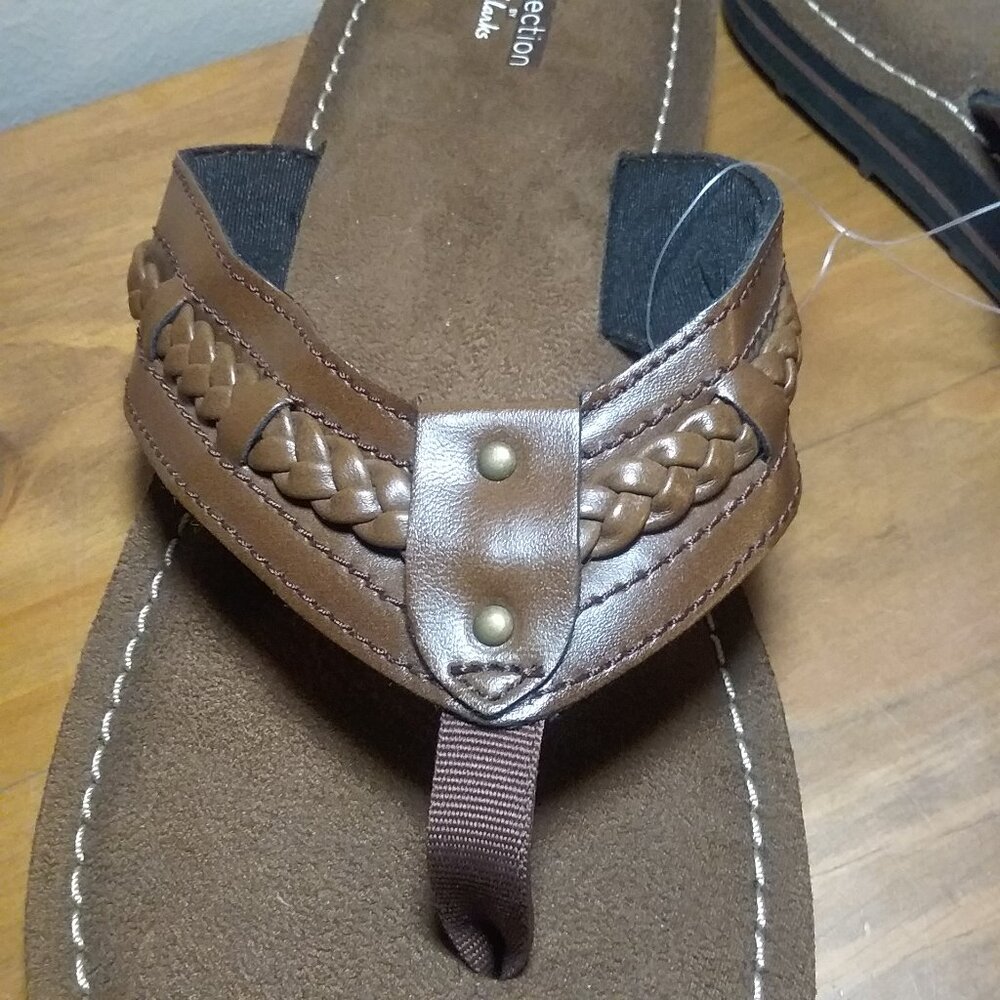 NWOT Clark's Collection Fenner Nerice Braided strap flip flop - Picture 2 of 5